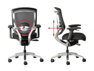 lumbar support adjustment on an ergonomic office chair