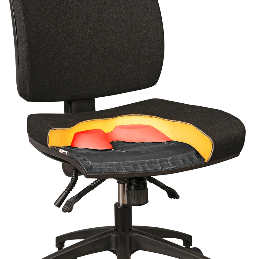 dual density seat foam on an orthopedic office chair